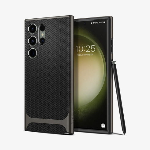 ACS05626 - Galaxy S23 Ultra Case Neo Hybrid in black showing the back